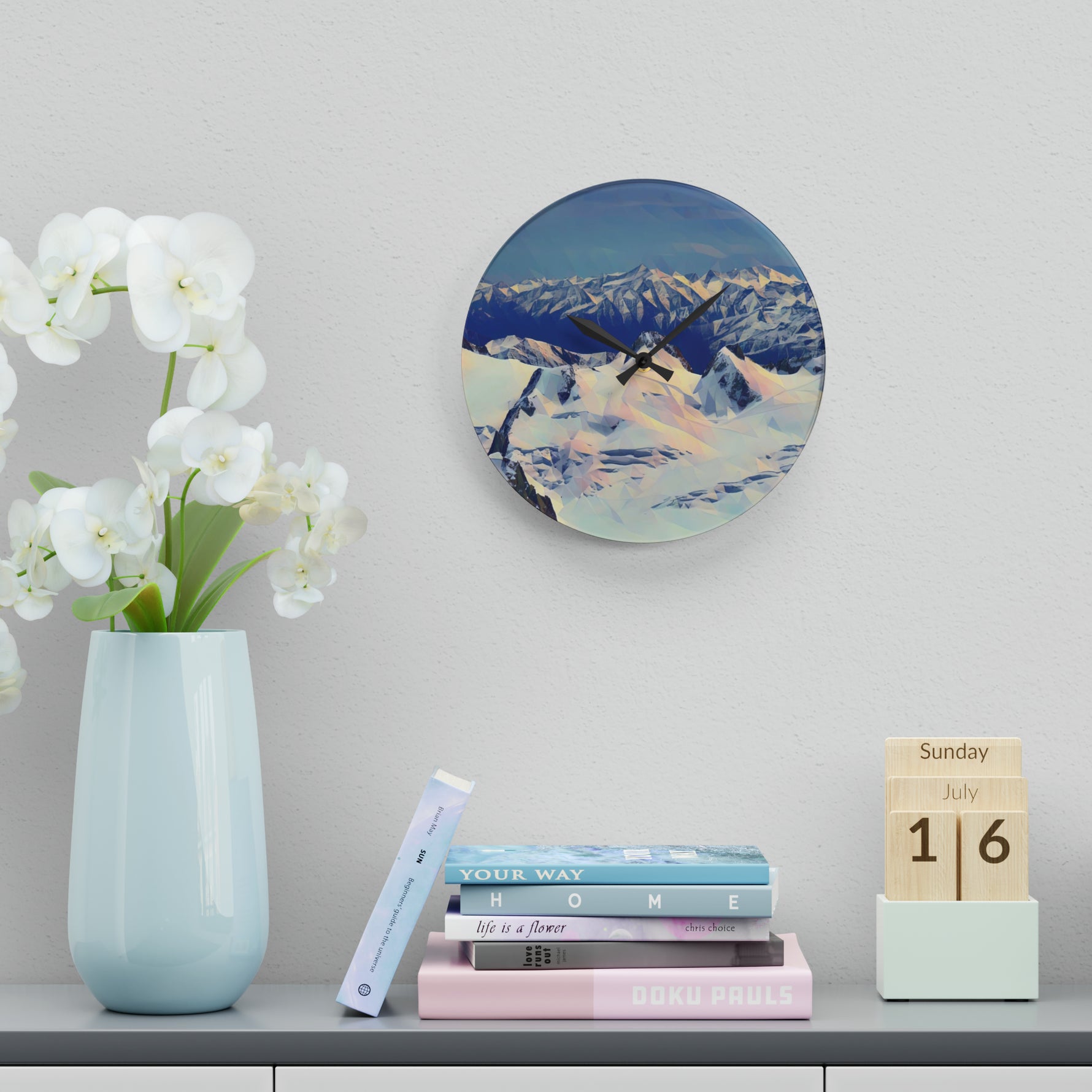 Acrylic Wall Clock - Poly Art - View from Mont Blanc