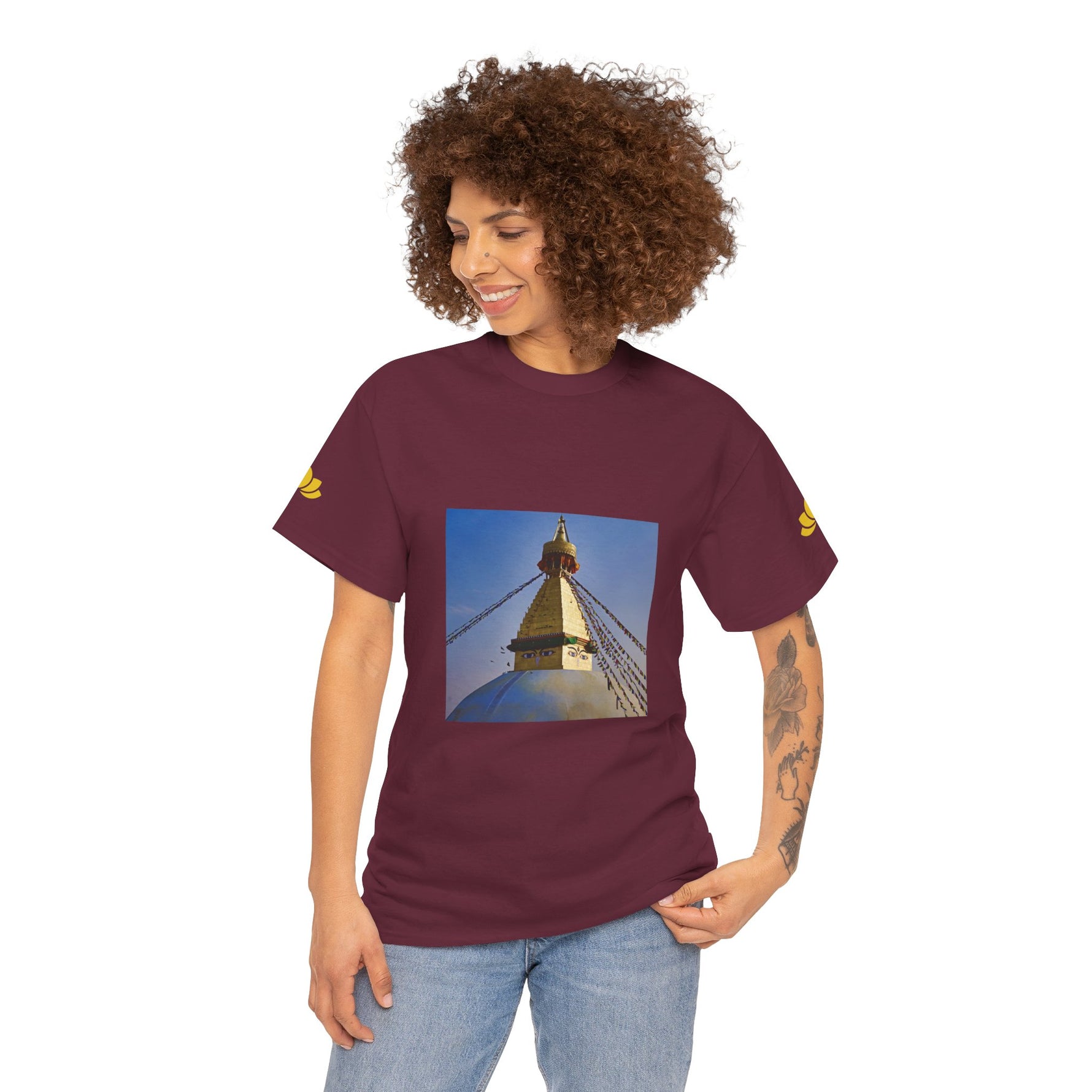 Unisex Heavy Cotton Tee - Nepal, Buddha's Eyes (Variant 6)