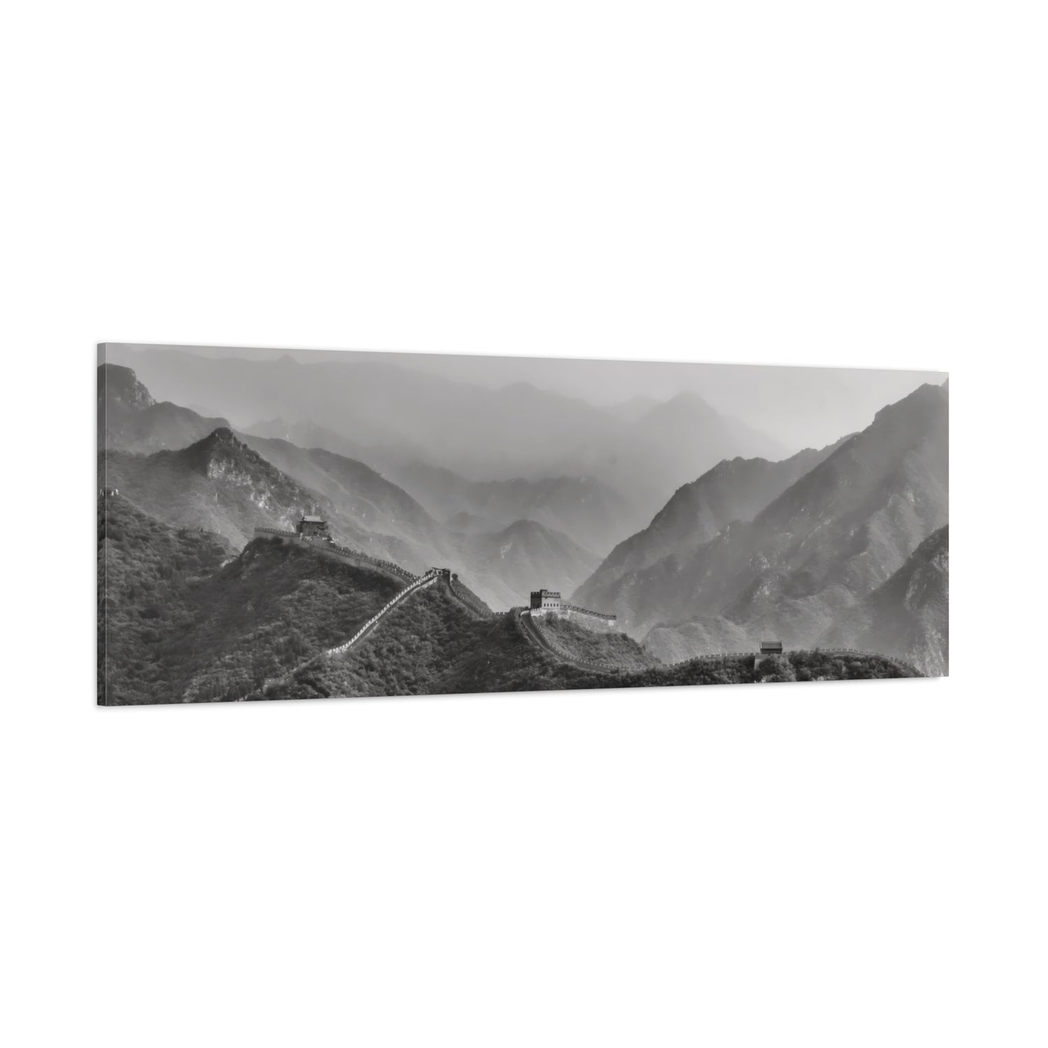 Stretched Matte Canvas - China's Great Wall (B&W variant)
