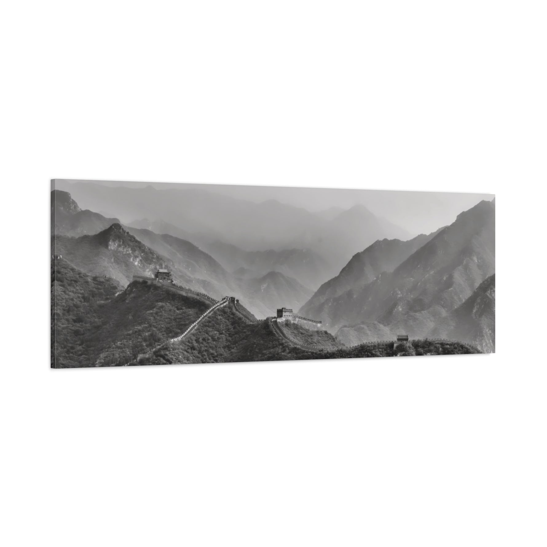 Stretched Matte Canvas - China's Great Wall (B&W variant)