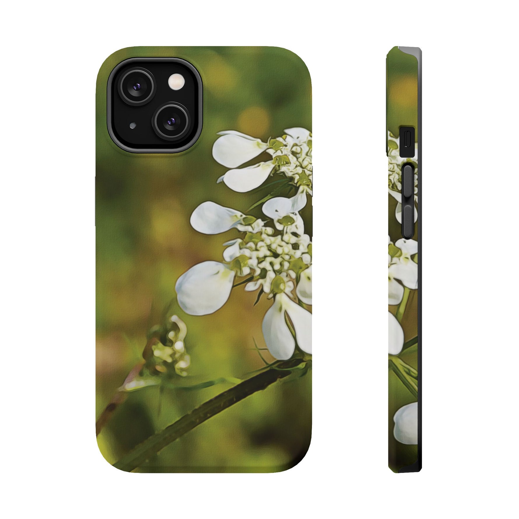 Magnetic Tough Phone Case - Flower, White