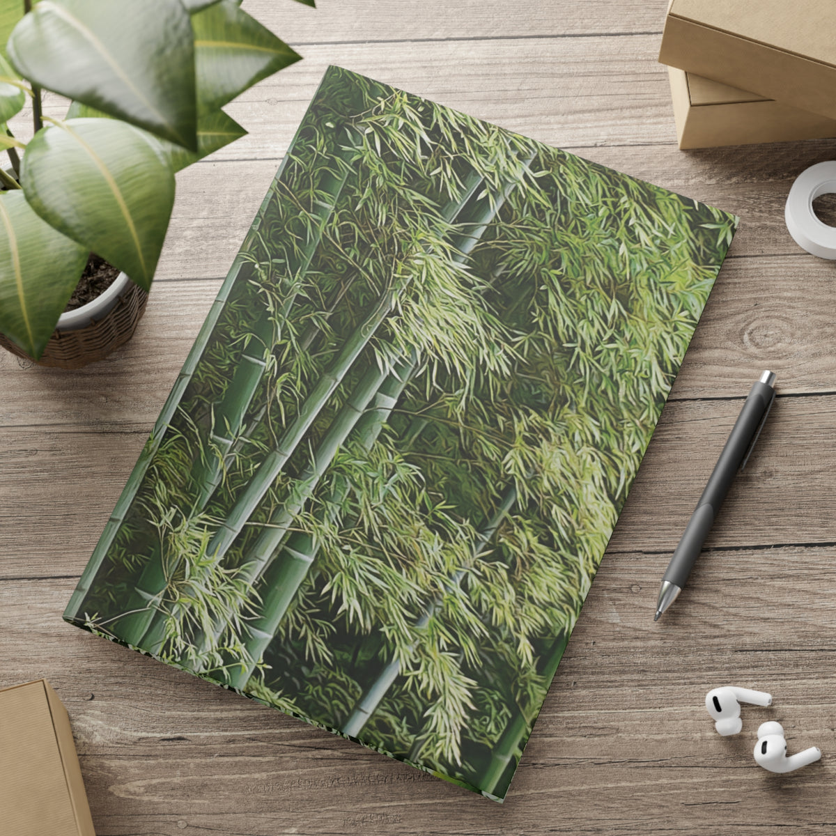 Hardcover Notebook with Puffy Covers - Bamboo Plants (Variant 1)