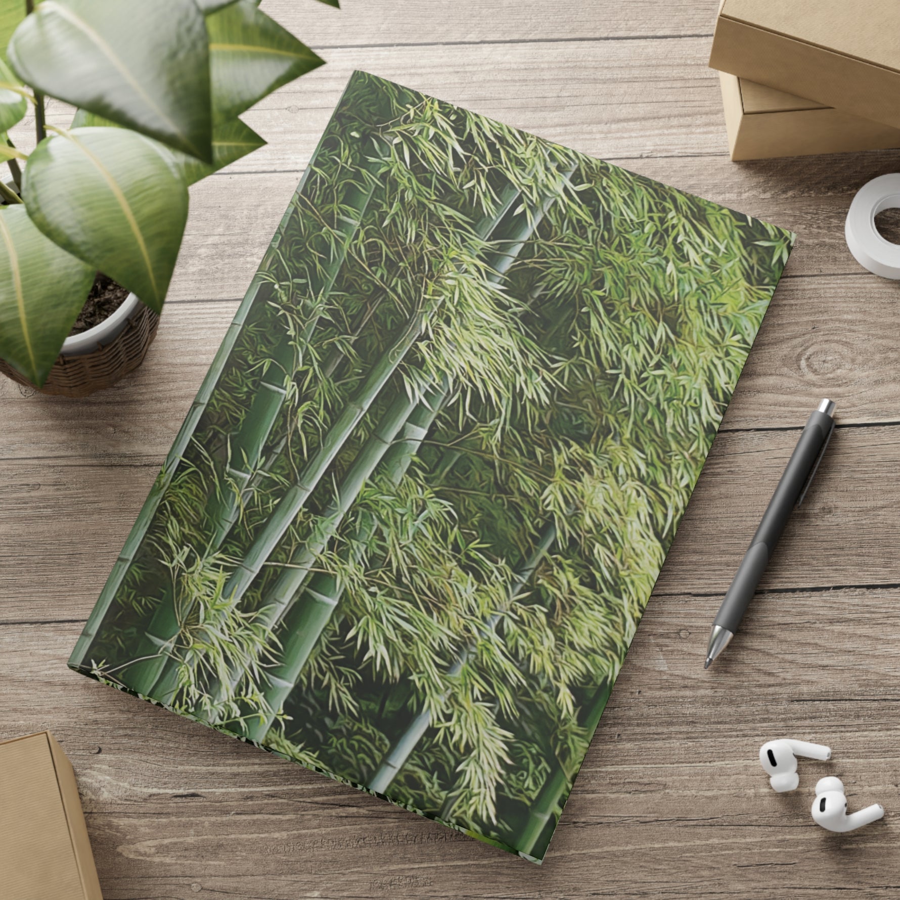 Hardcover Notebook with Puffy Covers - Bamboo Plants (Variant 1)