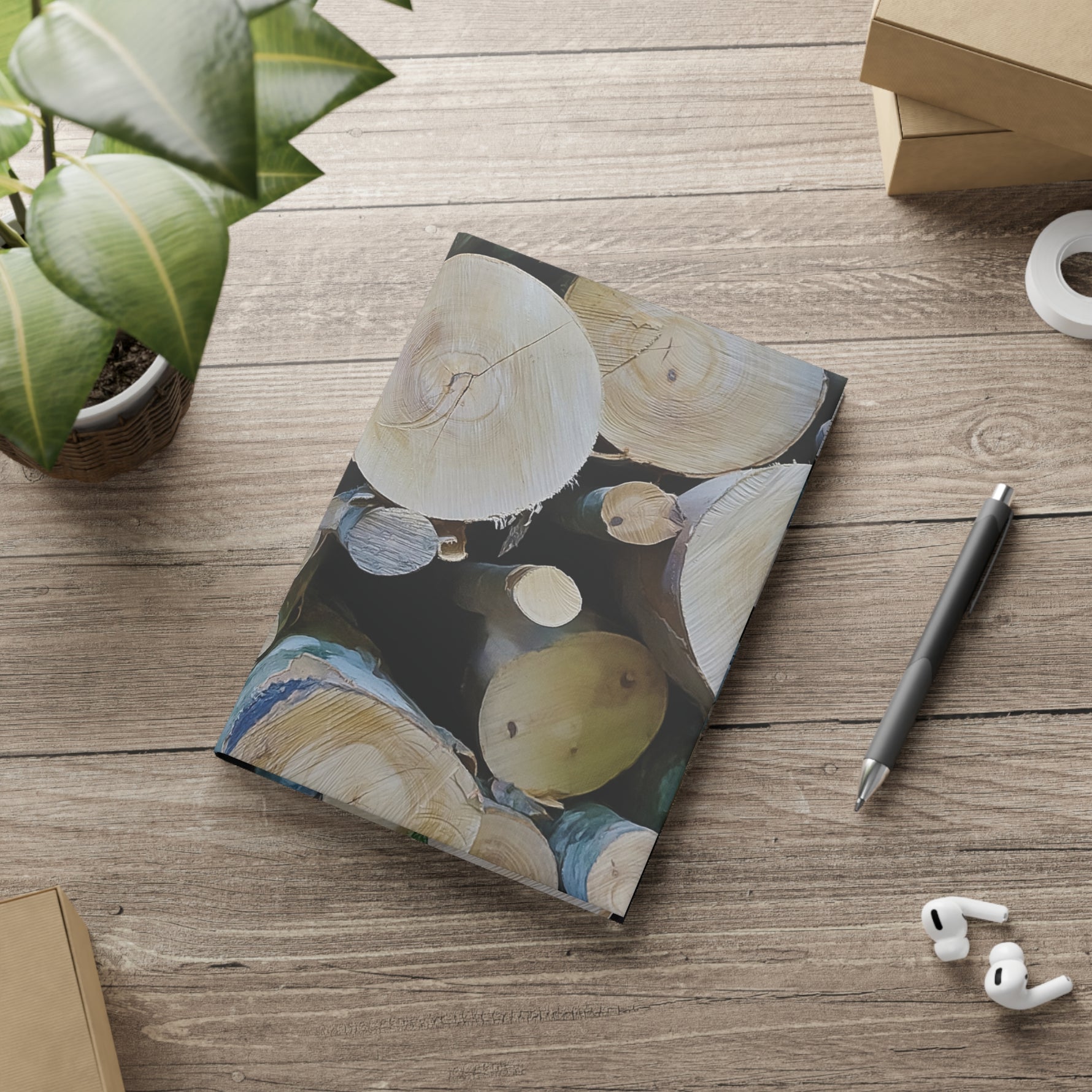 Hardcover Notebook with Puffy Covers - Wooden Trunks (Variant 1)