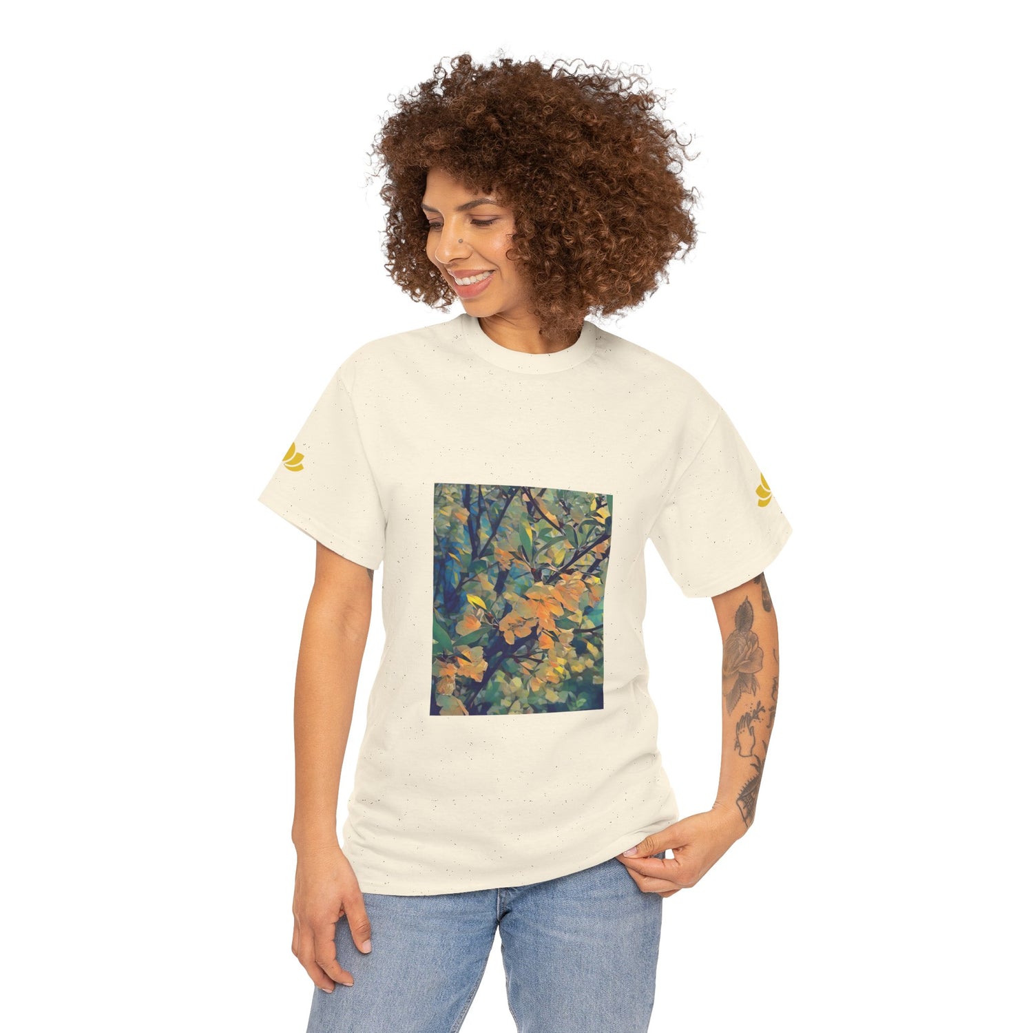 Unisex Heavy Cotton Tee - Poly Art - Apple's Tree Flower (Variant 2)