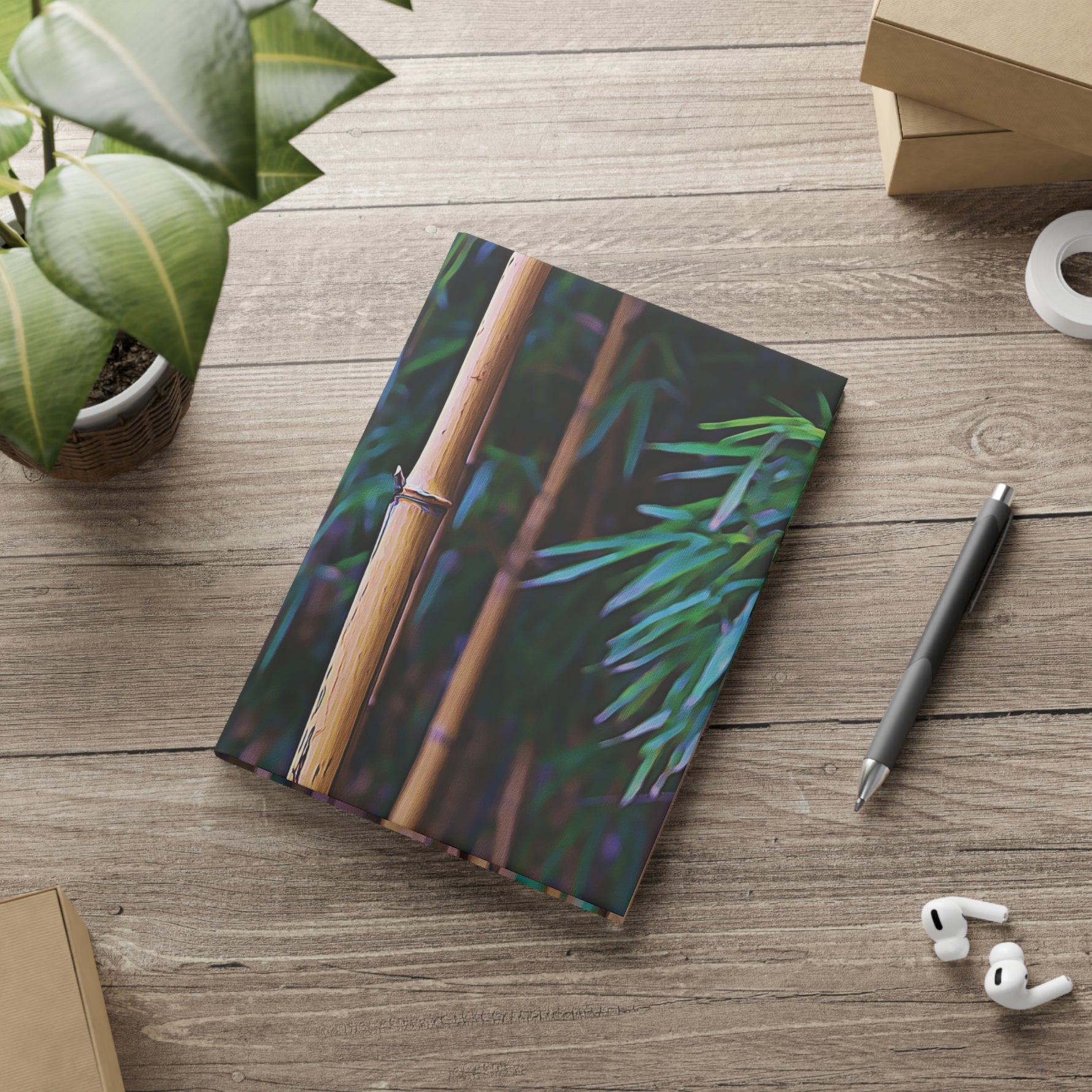 Hardcover Notebook with Puffy Covers - Bamboo Plants (Variant 2)