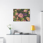 Stretched Matte Canvas - Flower of Ortensia (Pink & Yellow)