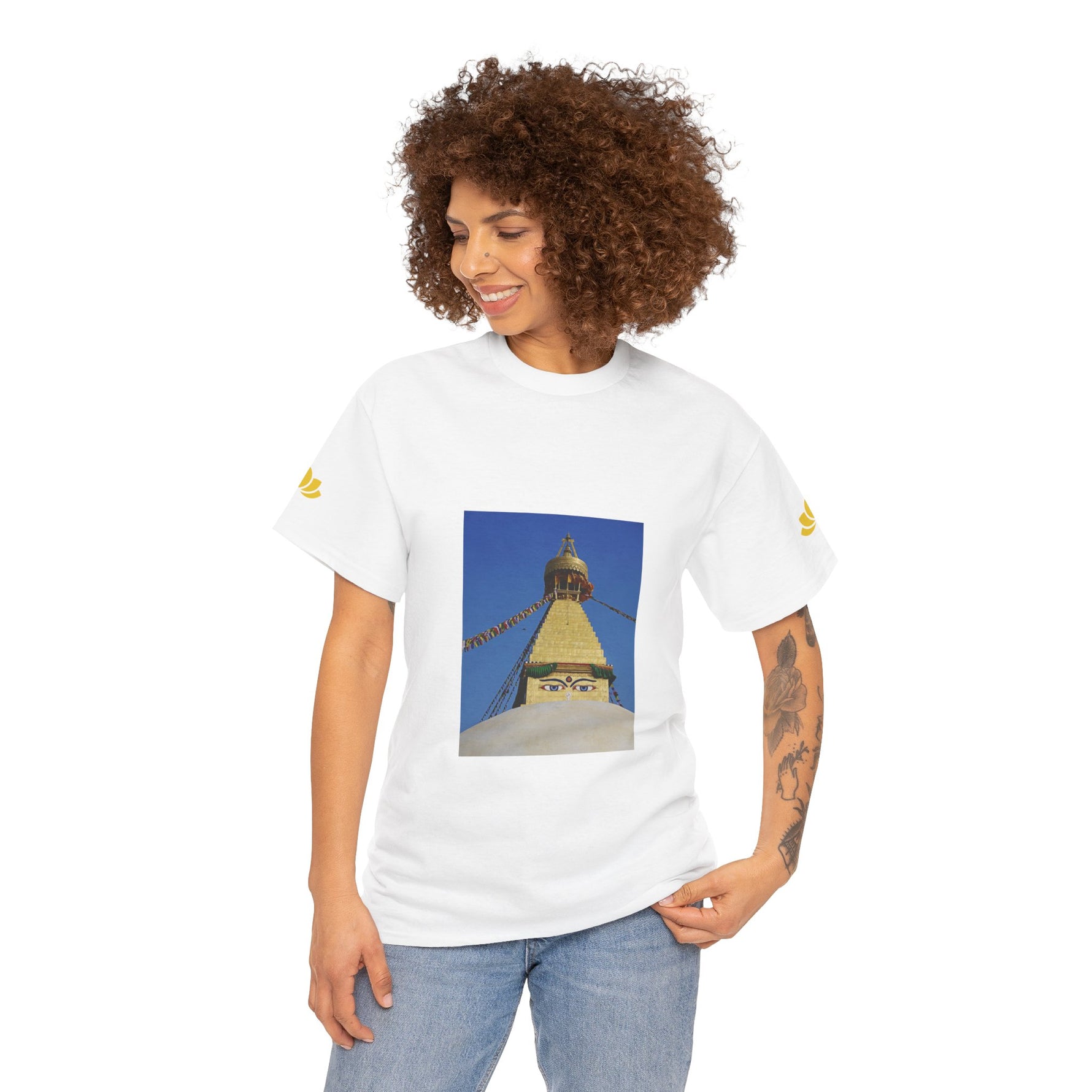 Unisex Heavy Cotton Tee - Nepal, Buddha's Eyes (Variant 1)