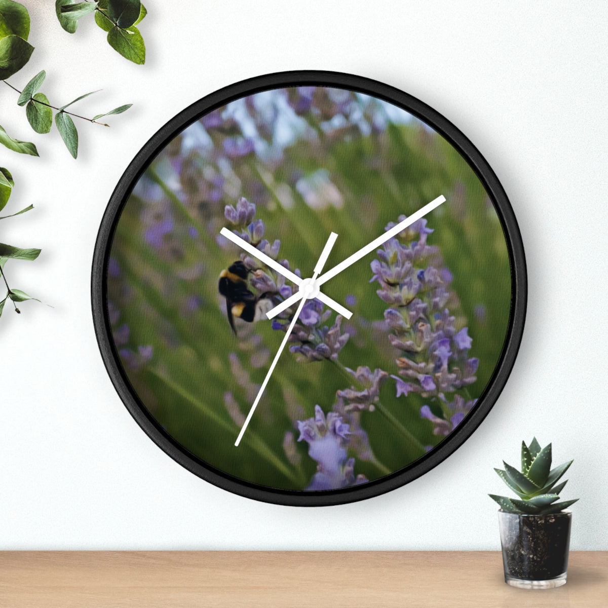 Wall Clock - Flower of Lavender with Bombus Insect (Variant 2)