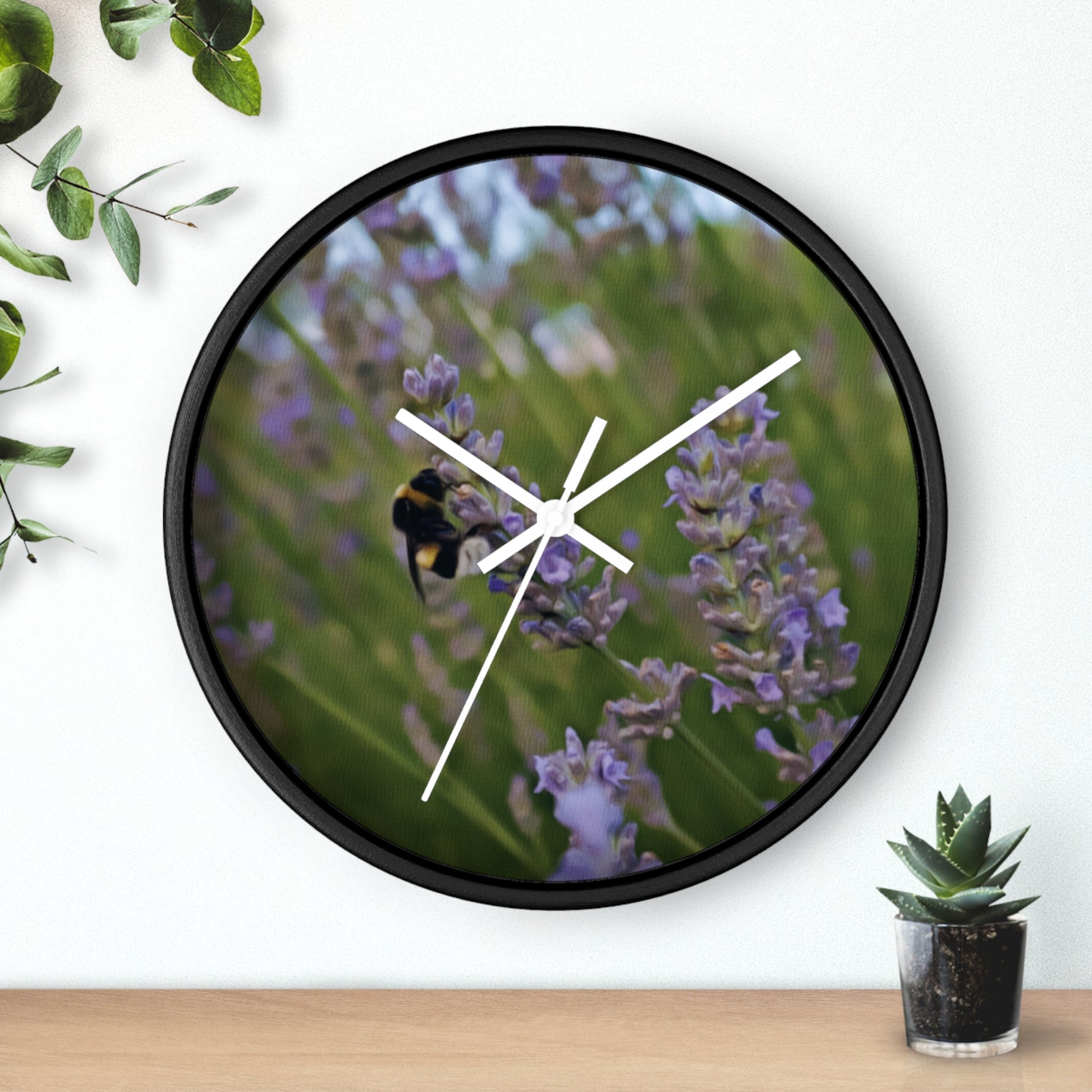 Wall Clock - Flower of Lavender with Bombus Insect (Variant 2)