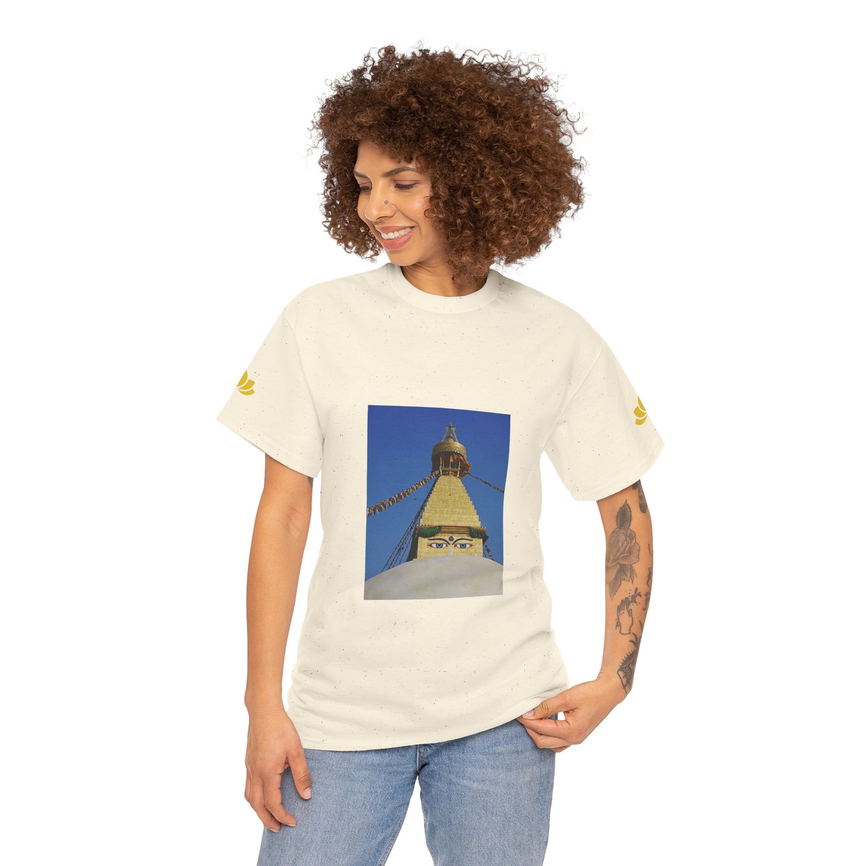 Unisex Heavy Cotton Tee - Nepal, Buddha's Eyes (Variant 1)