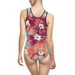 Swimsuit - Poly Art - Flower in light blue and red