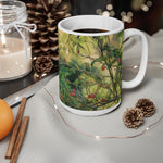Ceramic White Cup 15oz - Poly Art - Rosehip plant (Variant 2)