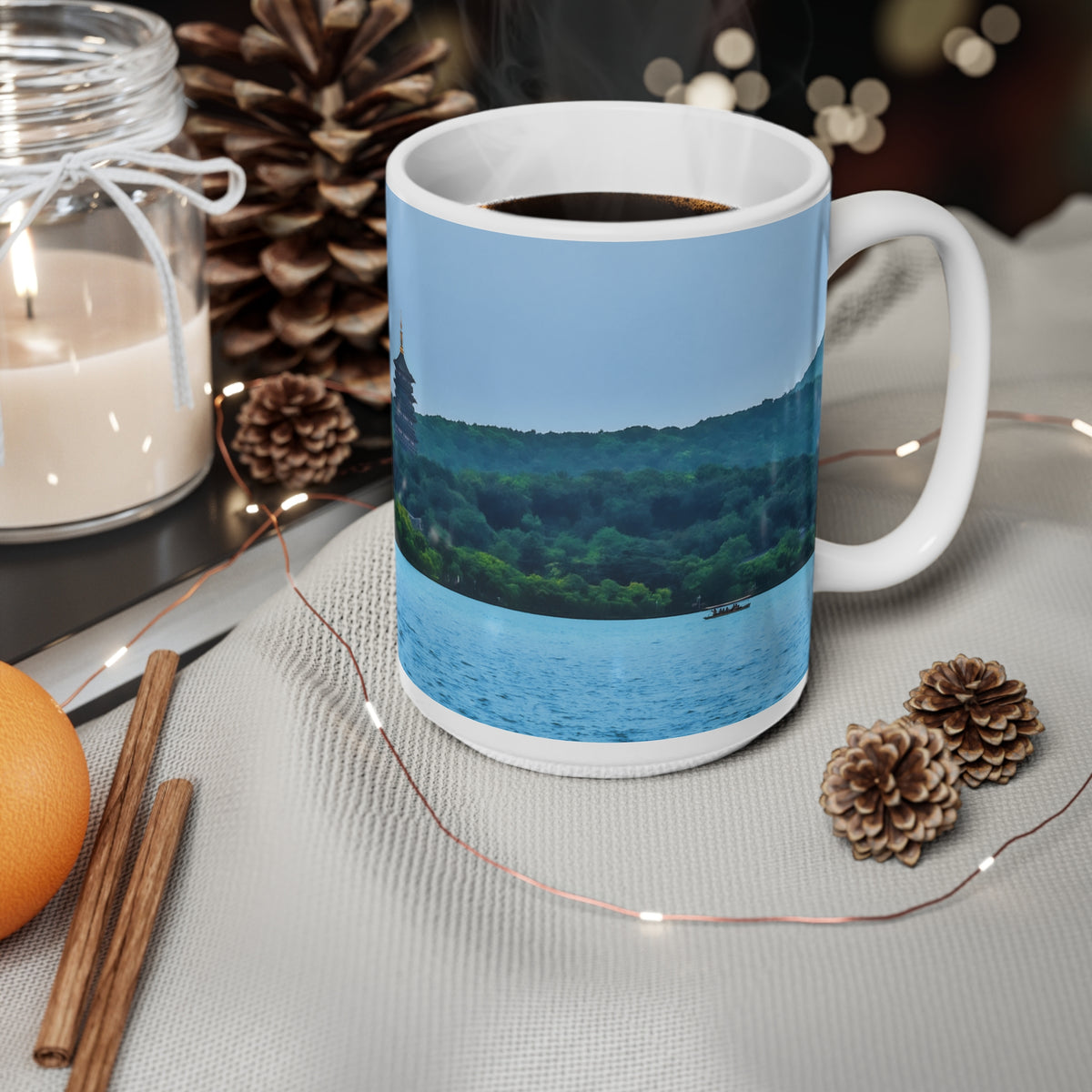 Ceramic White Cup 15oz - China, a river