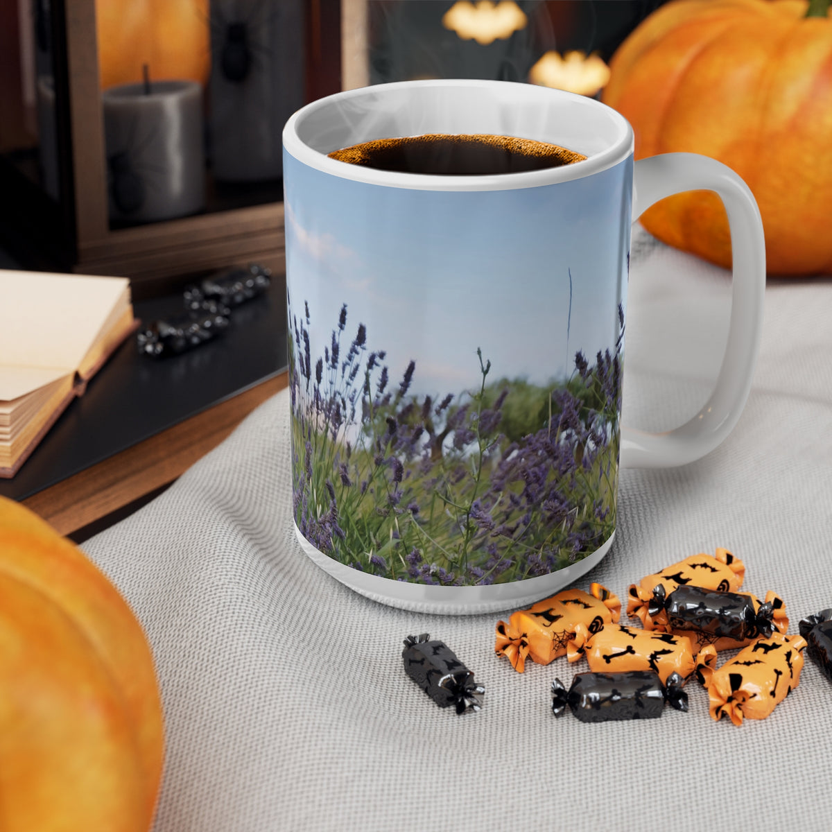 Ceramic White Cup 15oz - Flower of Lavender (Variant 2)