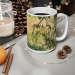 Ceramic White Cup 15oz - Poly Art - Rosehip plant (Variant 1)