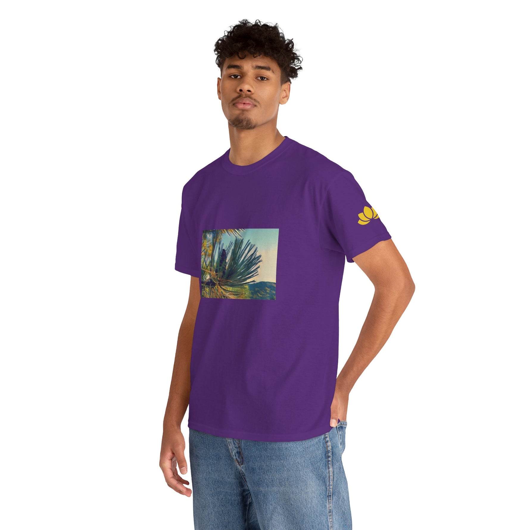 Unisex Heavy Cotton Tee - Poly Art - Fir Pinecone