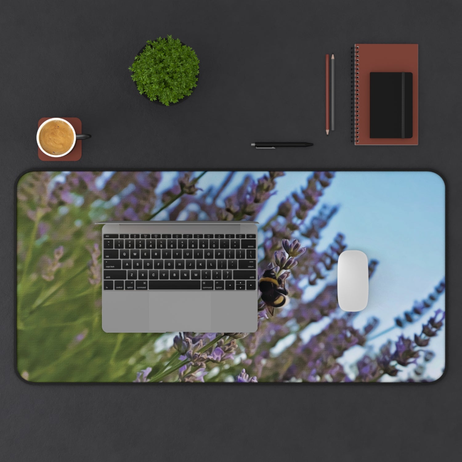 Desk Mat - Flower of Lavender and Bombus (Variant 1)