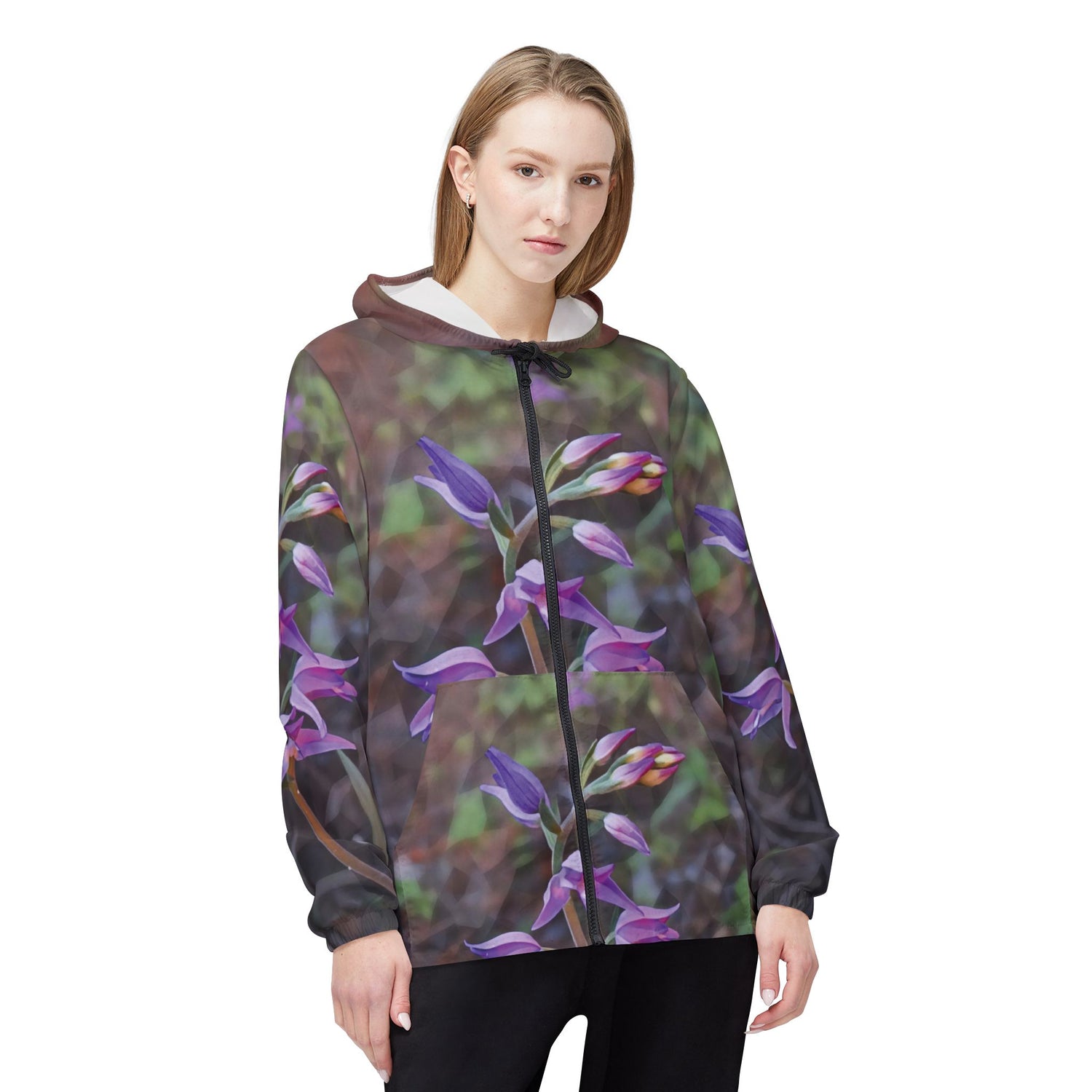 Windbreaker Jacket - Poly Art - Flower of Cephanthera Rubra