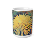 Ceramic White Cup 15oz - Poly Art - Flower of Dandelion (Variant 1)