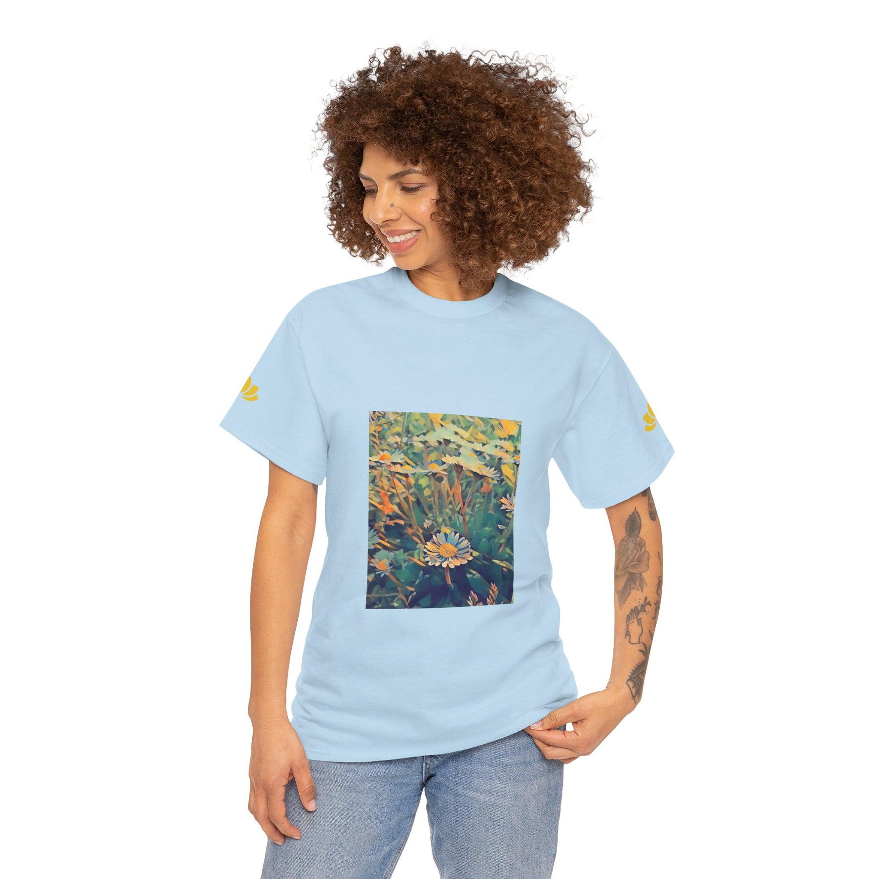 Unisex Heavy Cotton Tee - Poly Art - Flower of Daisies (Variant 2)