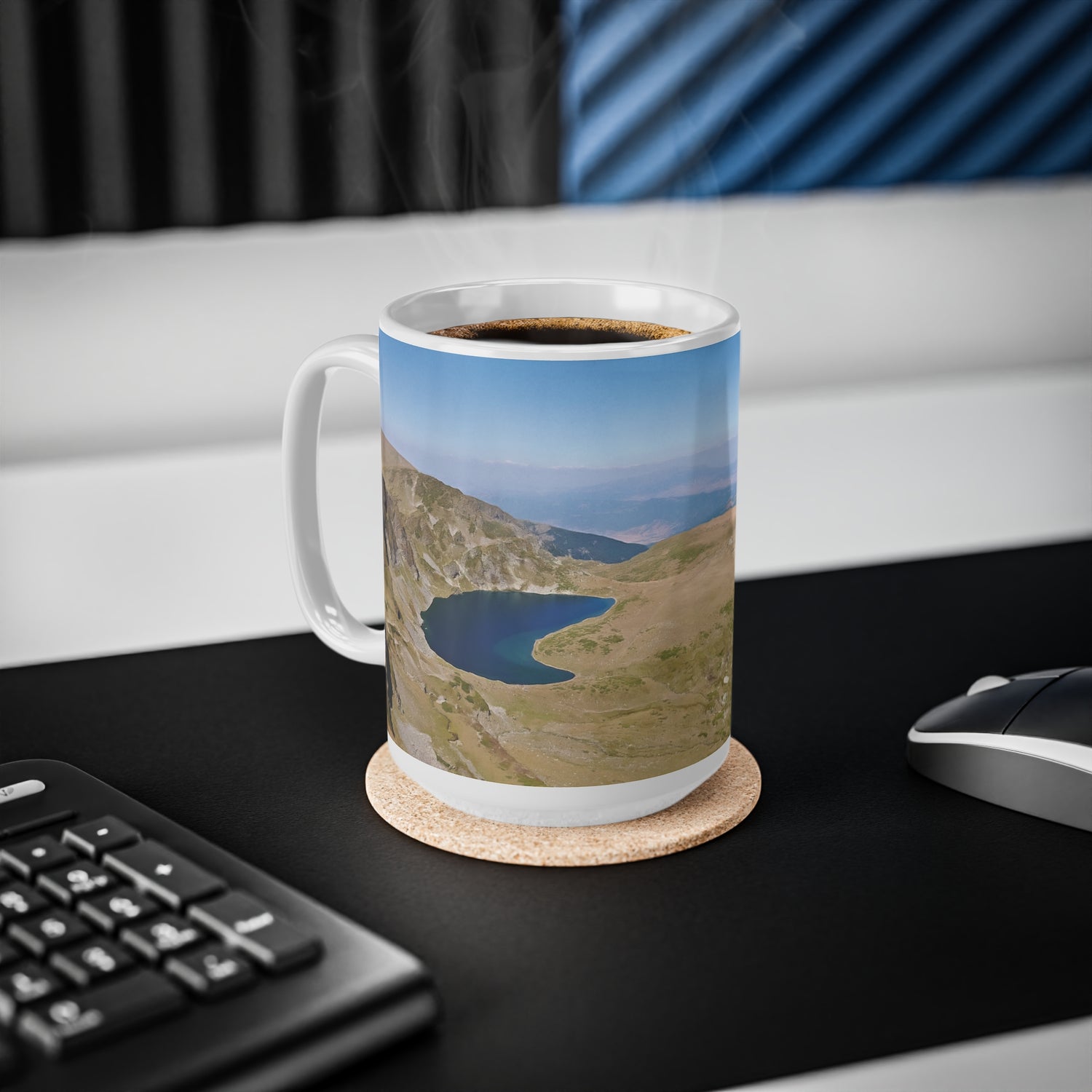 Ceramic White Cup 15oz - Rila Lakes, Bulgaria (Variant 2)