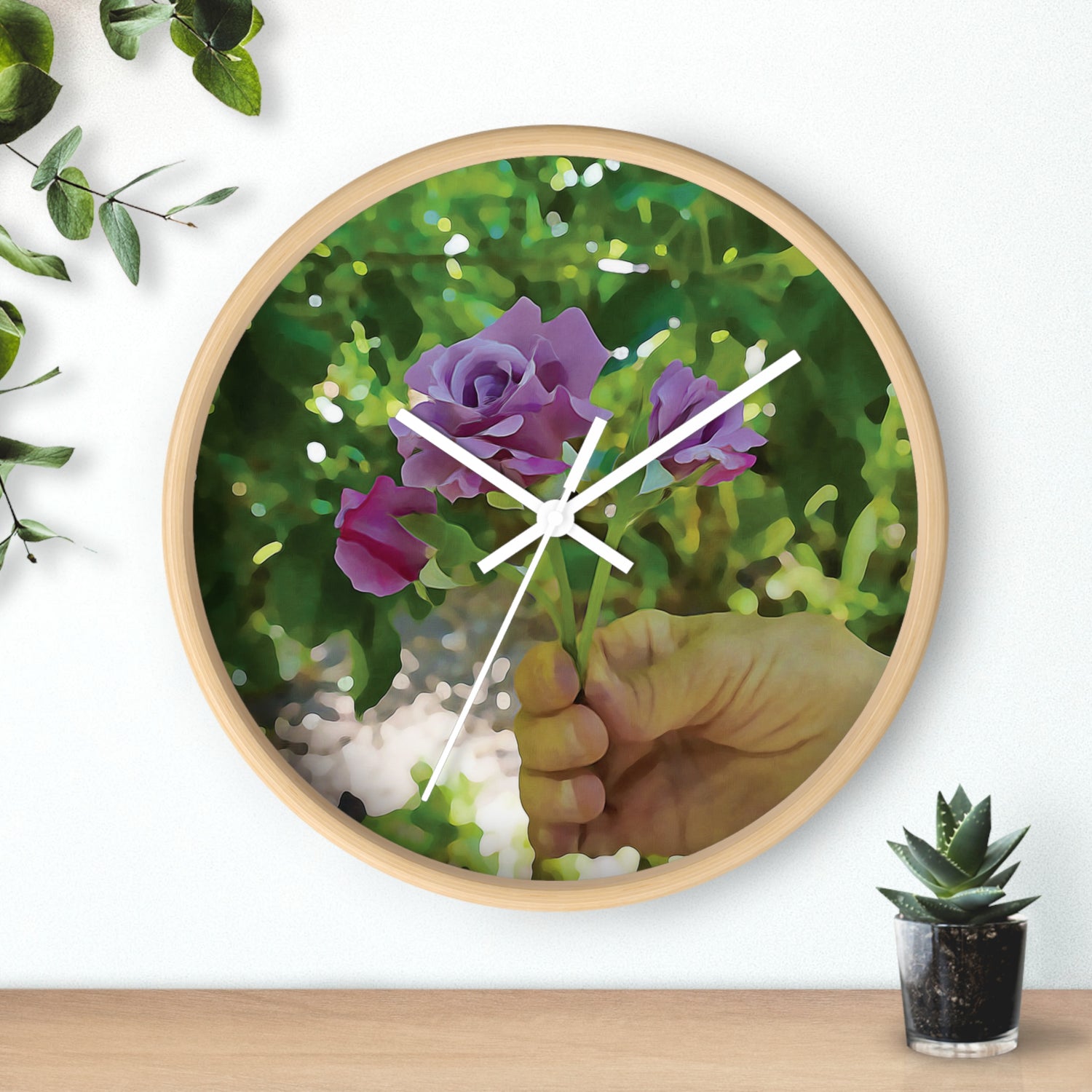 Wall Clock - Flower of Rose, small bouquet