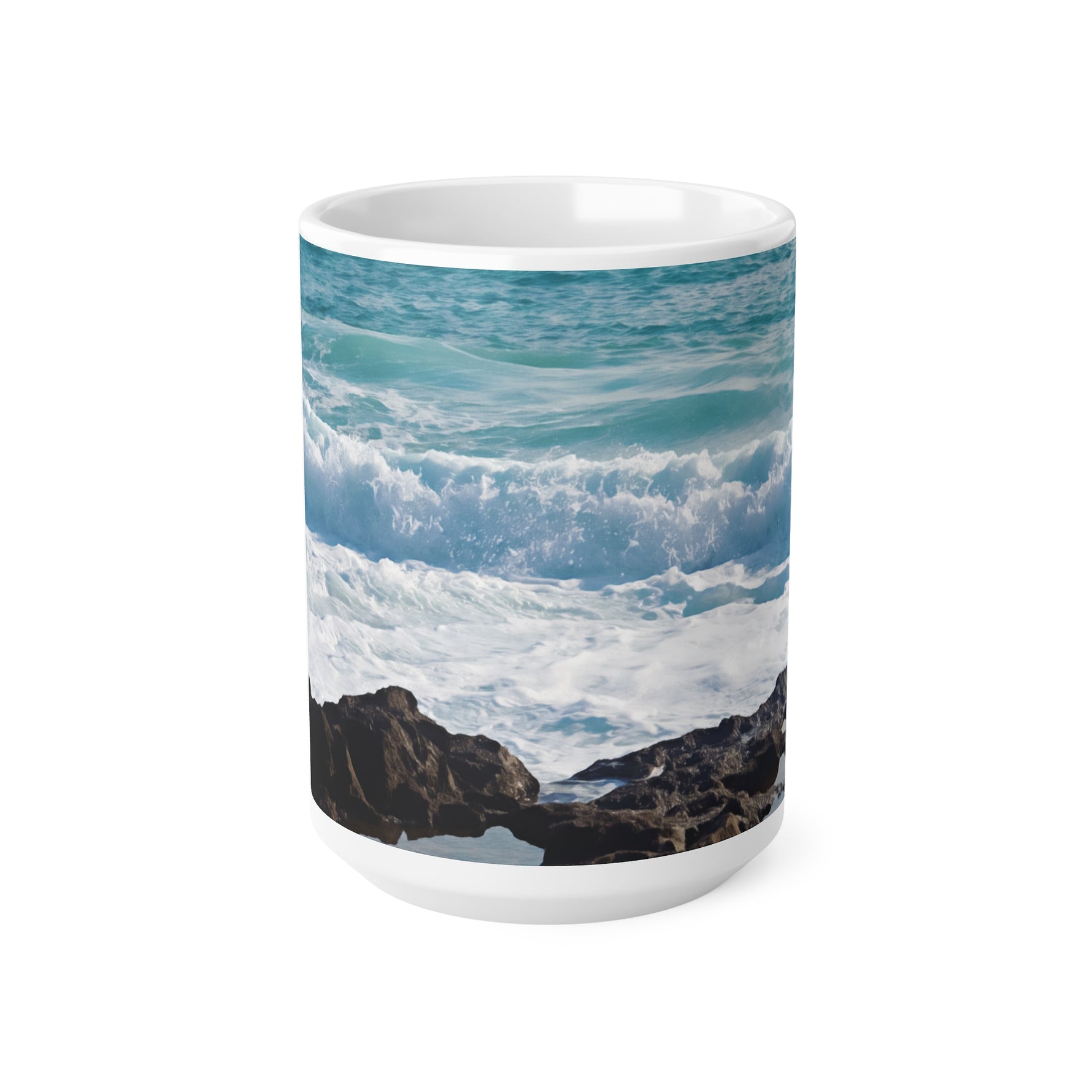 Ceramic White Cup 15oz - Sea (Variant 06)