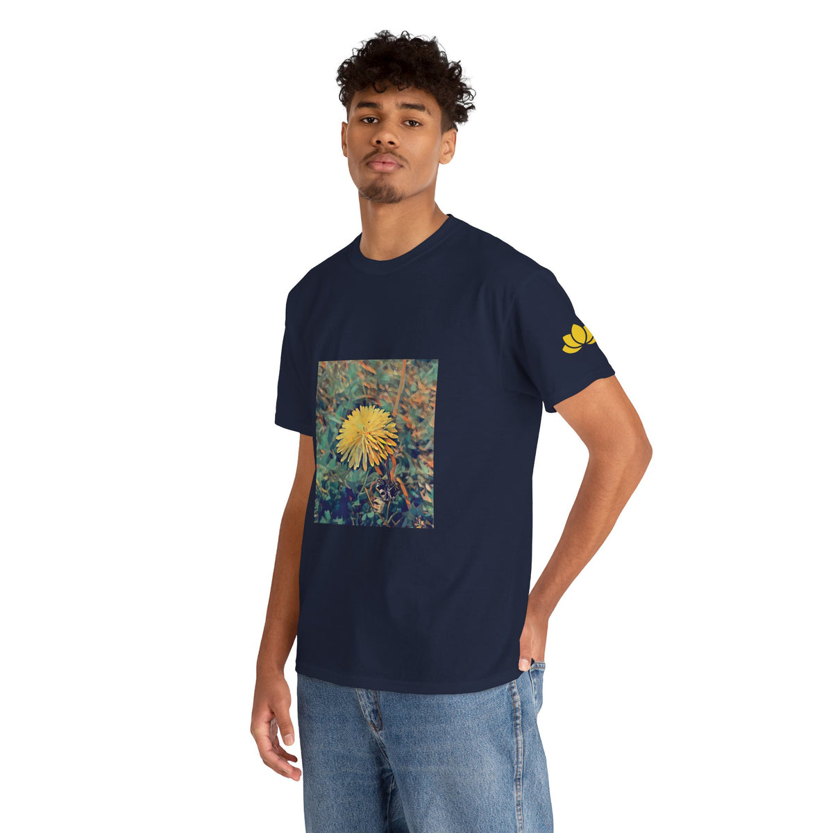 Unisex Heavy Cotton Tee - Poly Art - Flower of Dandelion (Variant 1)