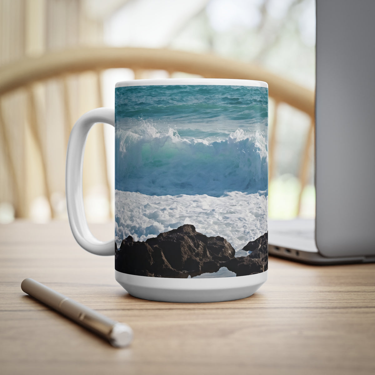 Ceramic White Cup 15oz - Sea (Variant 07)