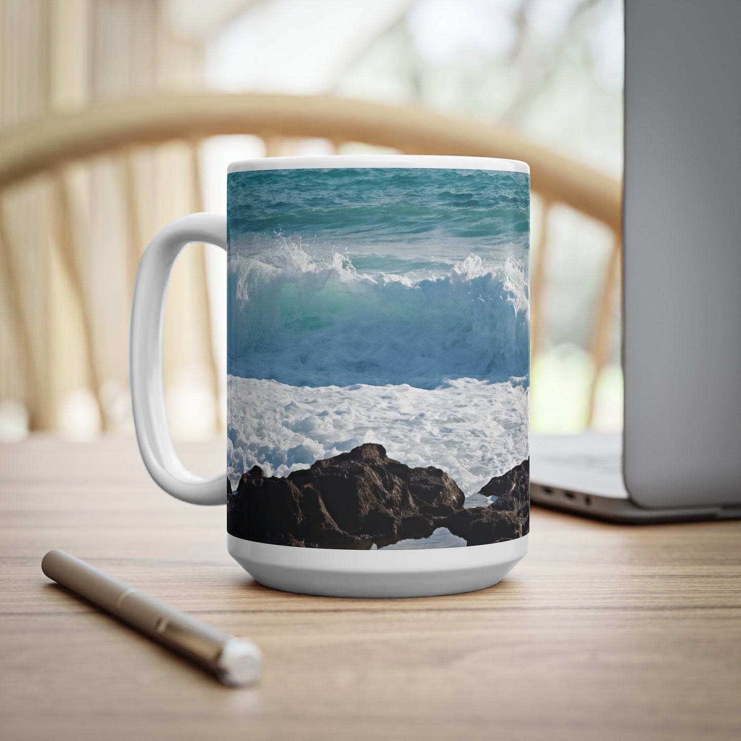 Ceramic White Cup 15oz - Sea (Variant 07)