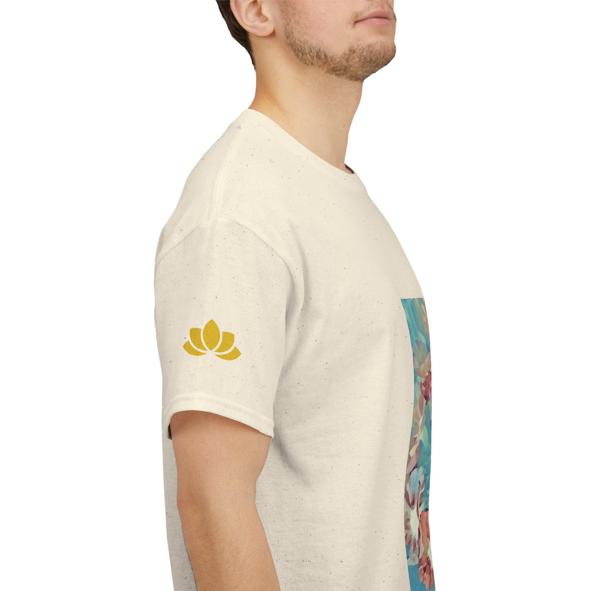 Unisex Heavy Cotton Tee - Poly Art - Flower of in sky blue and red