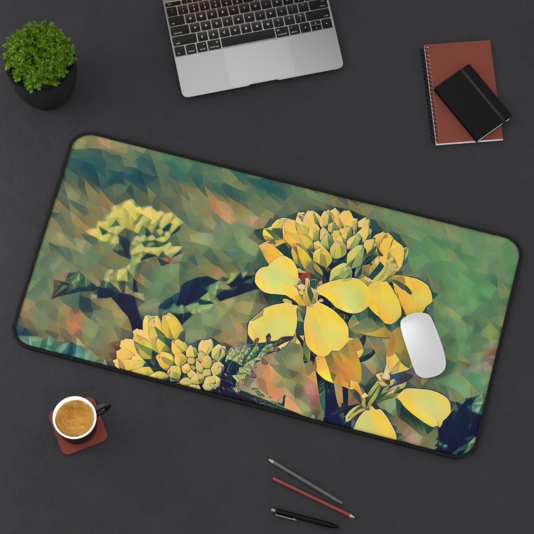 Desk Mat - Poly Art - Flower, Yellow Petals