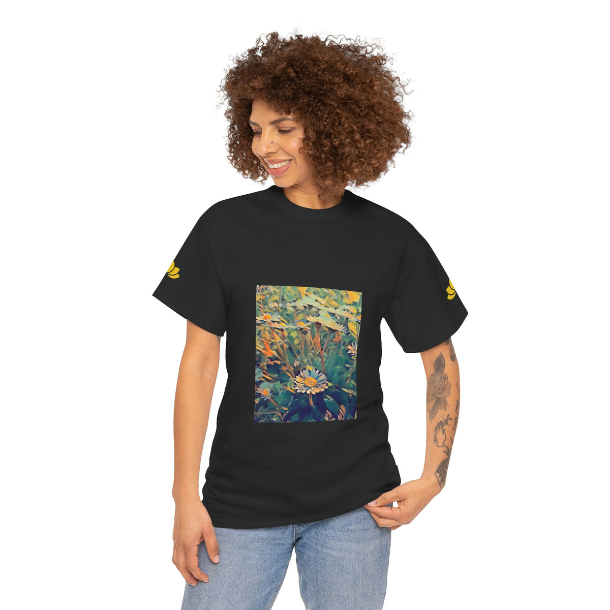 Unisex Heavy Cotton Tee - Poly Art - Flower of Daisies (Variant 2)