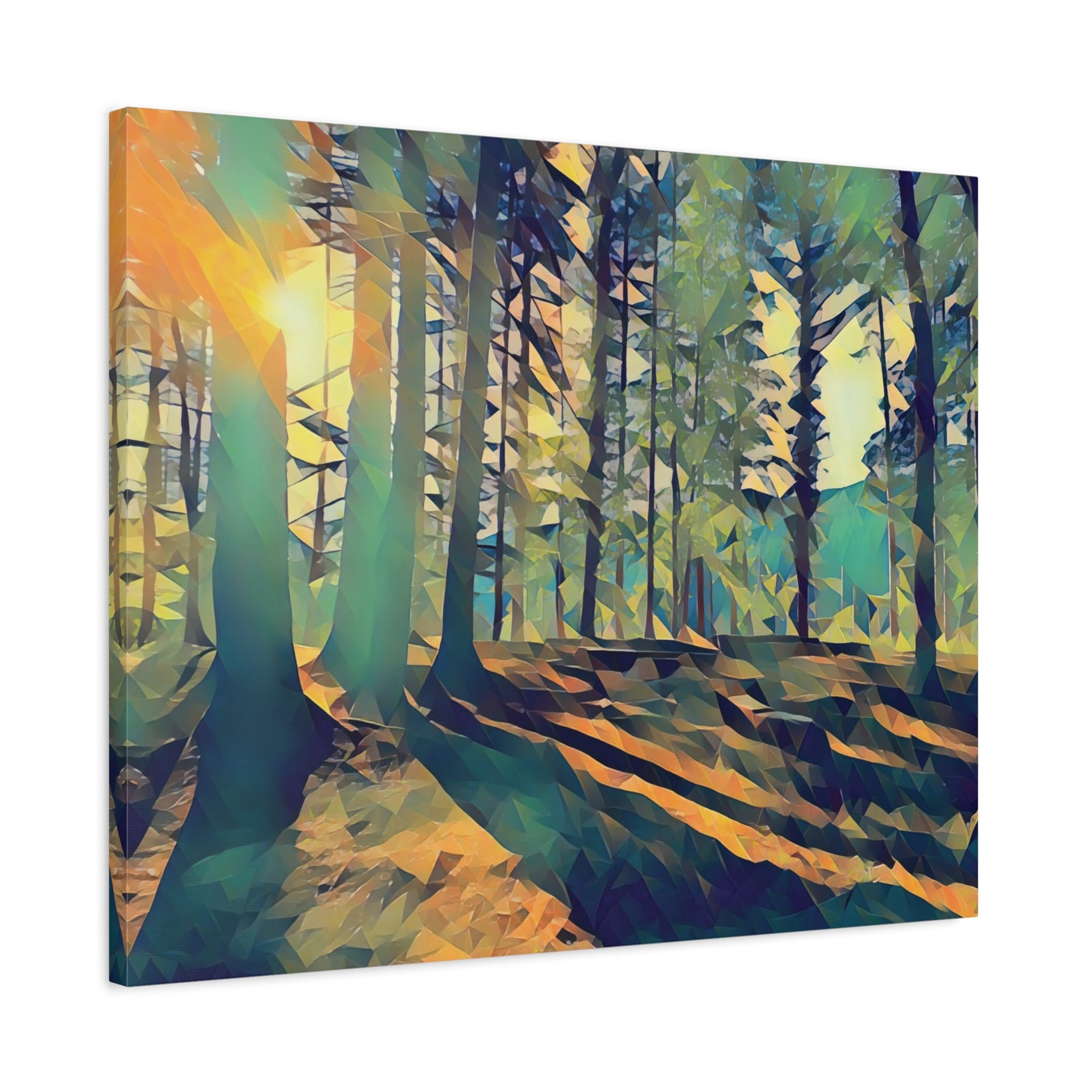Stretched Matte Canvas - Poly Art - Forest (Variant 09)