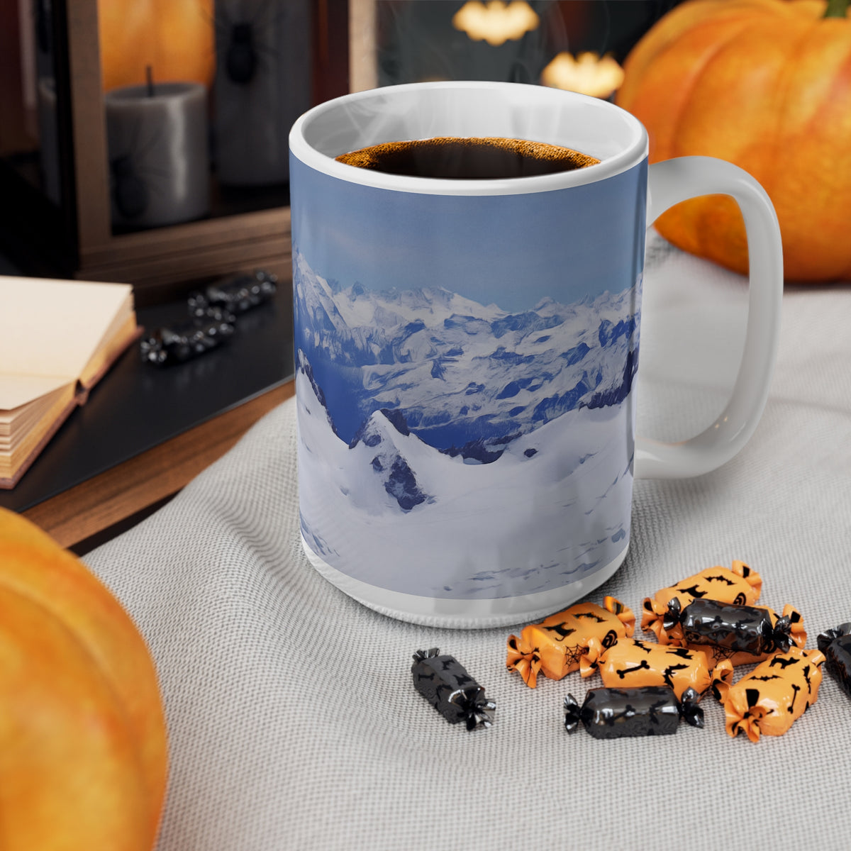 Ceramic White Cup 15oz - View from Mont Blanc (Variant 1)