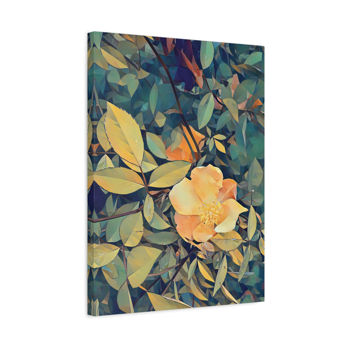 Stretched Matte Canvas - Poly Art - Flower of Rose (Variant 2)