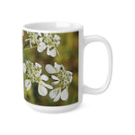 Ceramic White Cup 15oz - Flower with a small insect
