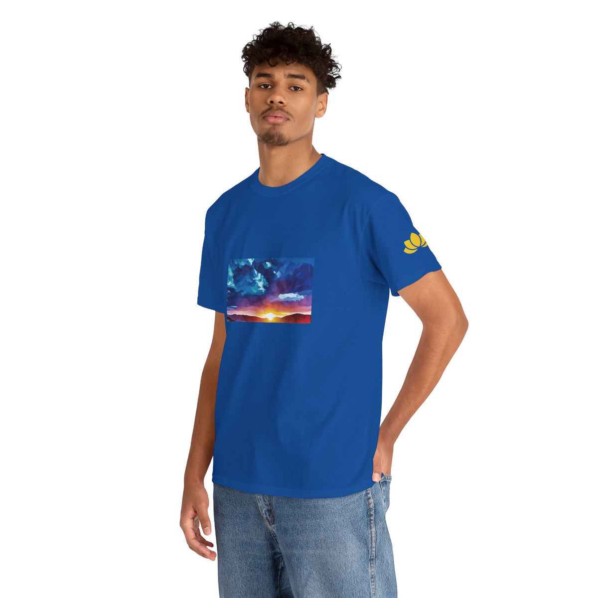 Unisex Heavy Cotton Tee - Poly Art - Sunset Sky (Variant 1)