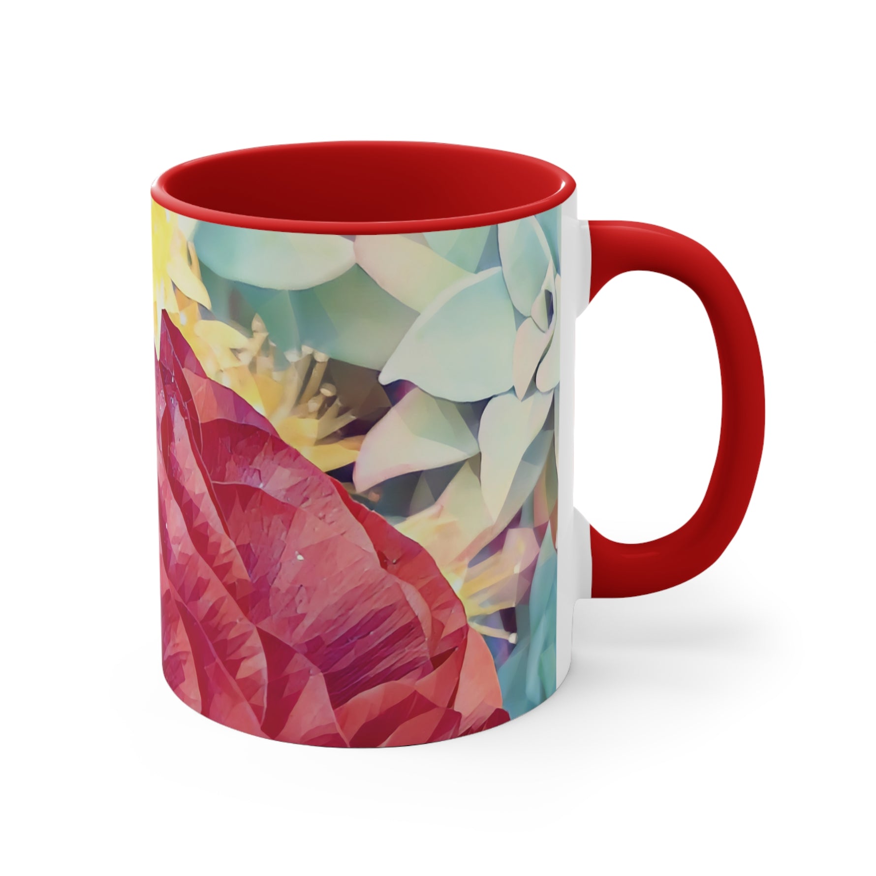 Mug 11oz - Poly Art - Flower of Dahlia in Red (Variant 1)