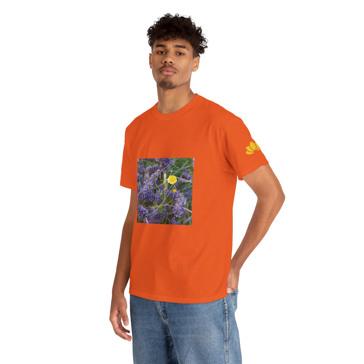 Unisex Heavy Cotton Tee - Flower of Lavender and Chamomile