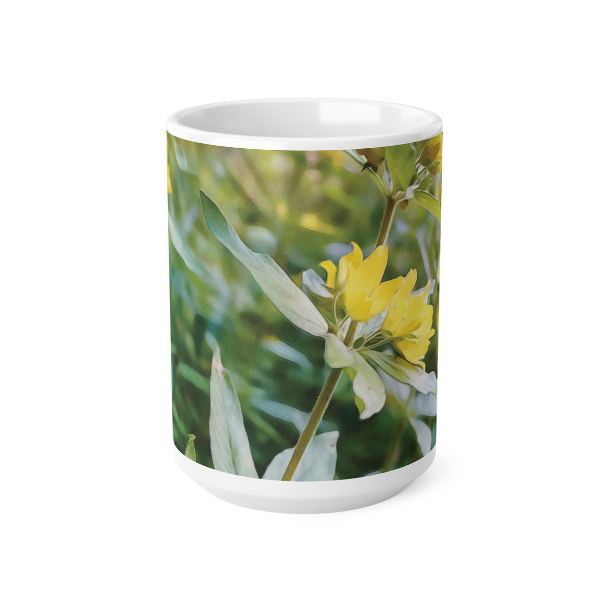 Ceramic White Cup 15oz - Flower of Lysimachia (Variant 1)