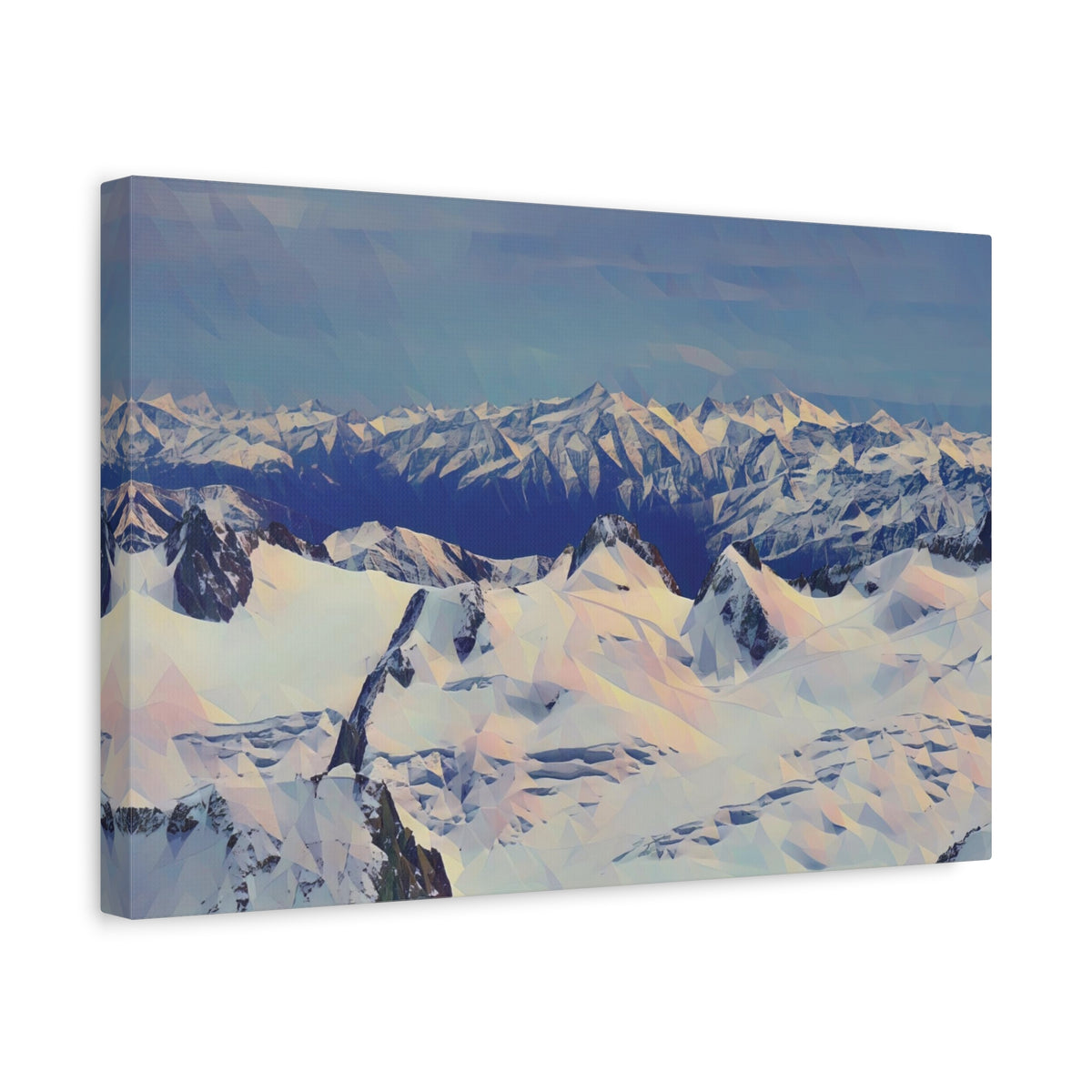 Stretched Matte Canvas - Poly Art - View from Mont Blanc (Variant 1)