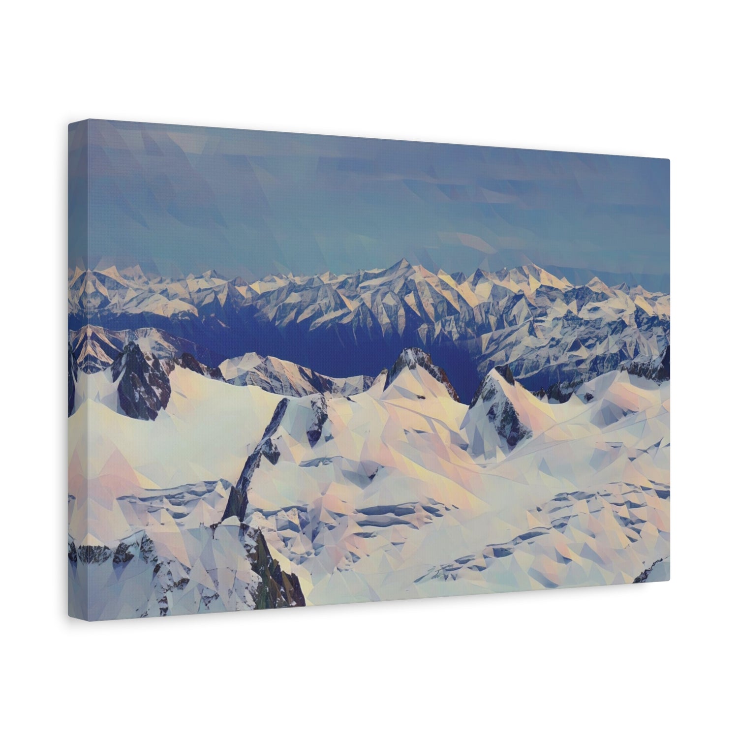 Stretched Matte Canvas - Poly Art - View from Mont Blanc (Variant 1)