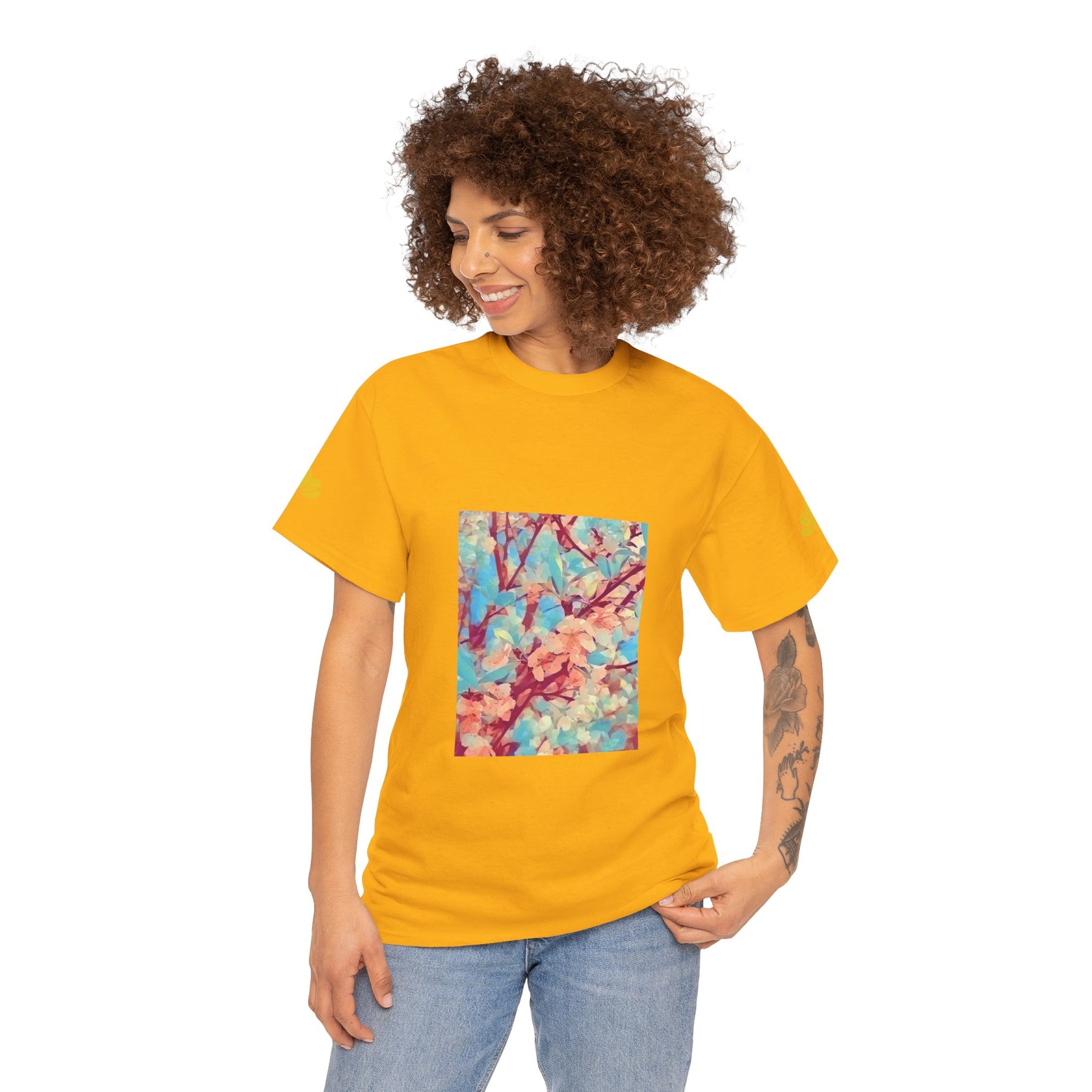Unisex Heavy Cotton Tee - Poly Art - Apple's Tree Flower (Variant 3)