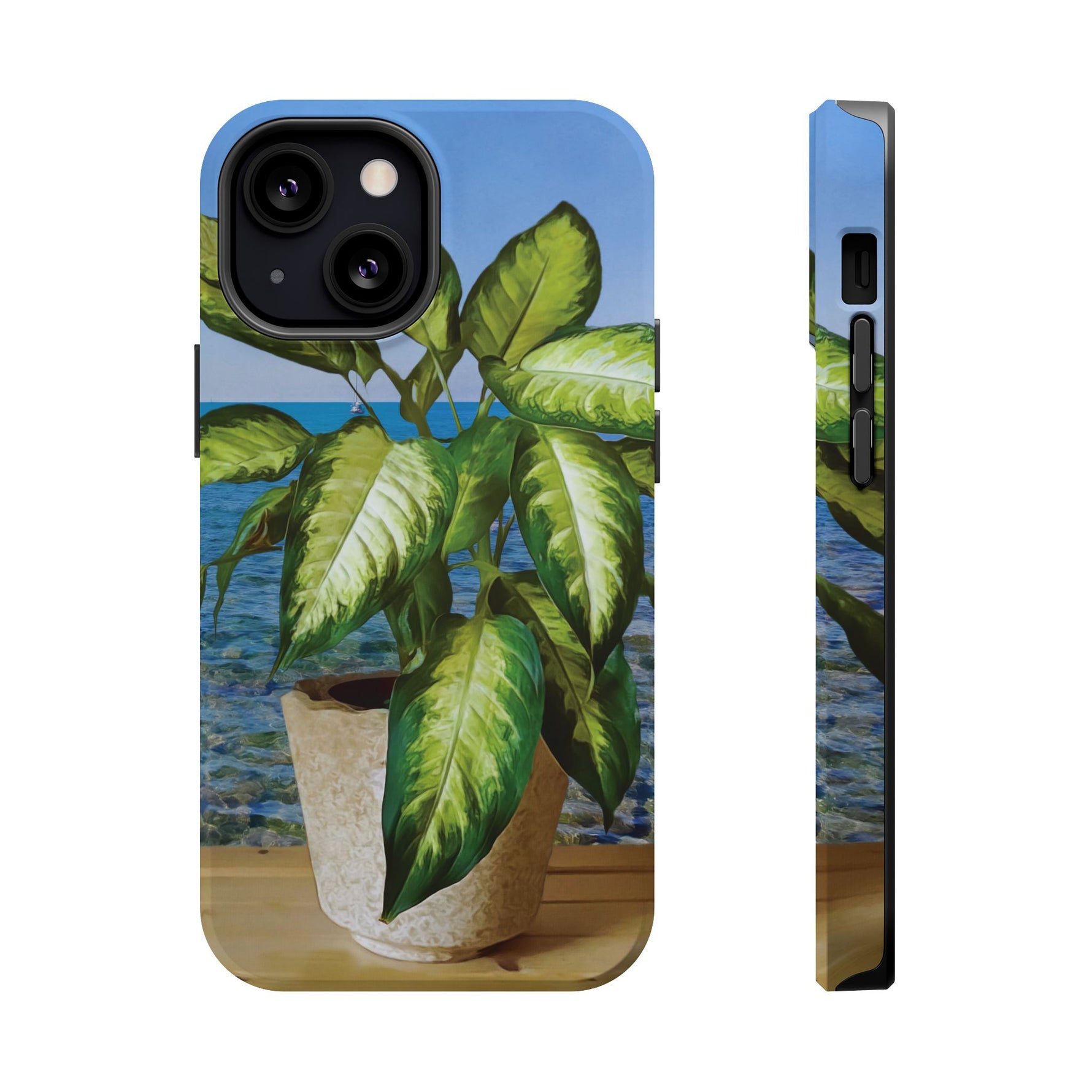 Magnetic Tough Phone Case - Dieffenbachia Plant and Sea