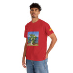 Unisex Heavy Cotton Tee - Dieffenbachia Plant and Sea landscape