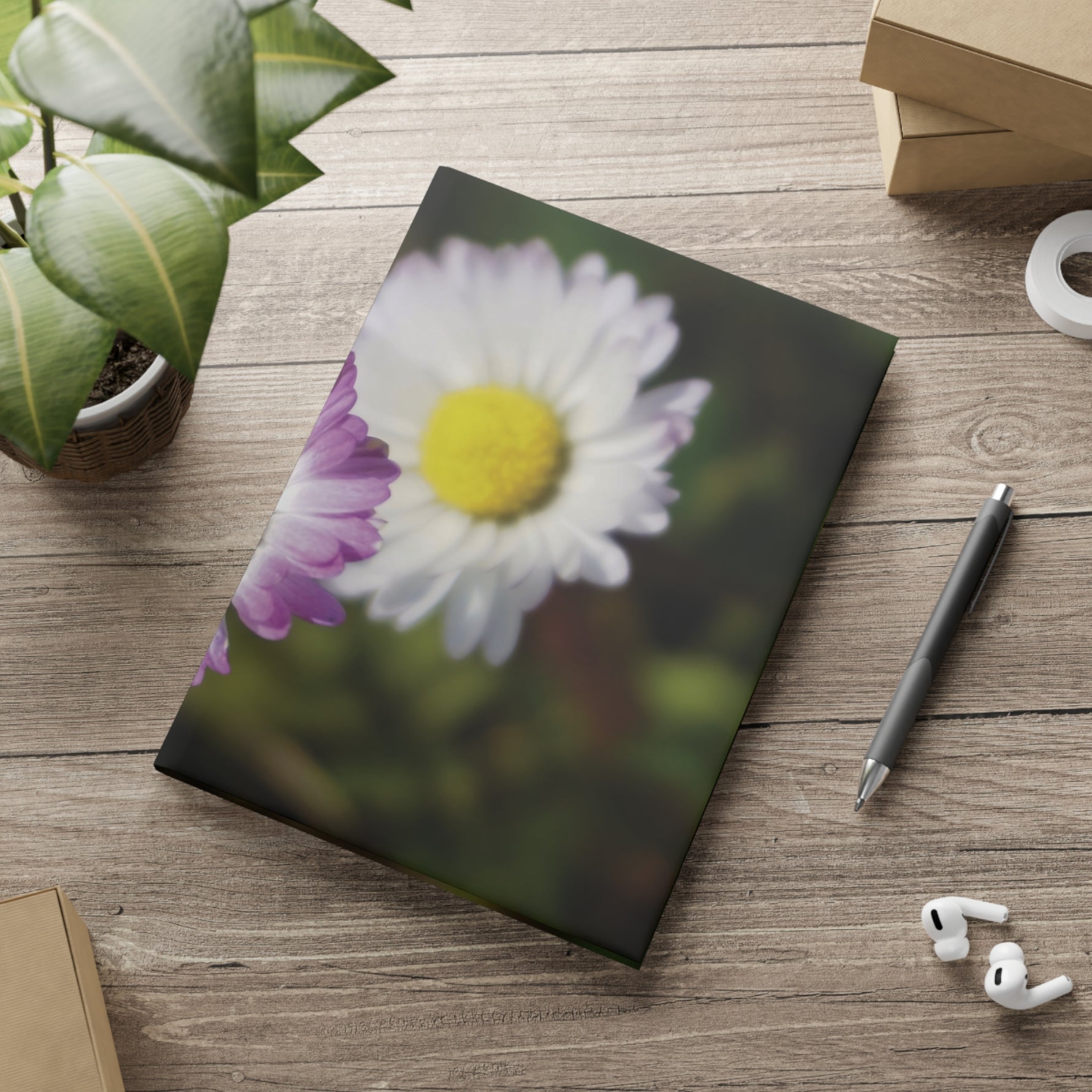 Hardcover Notebook with Puffy Covers - Flower of Daisies