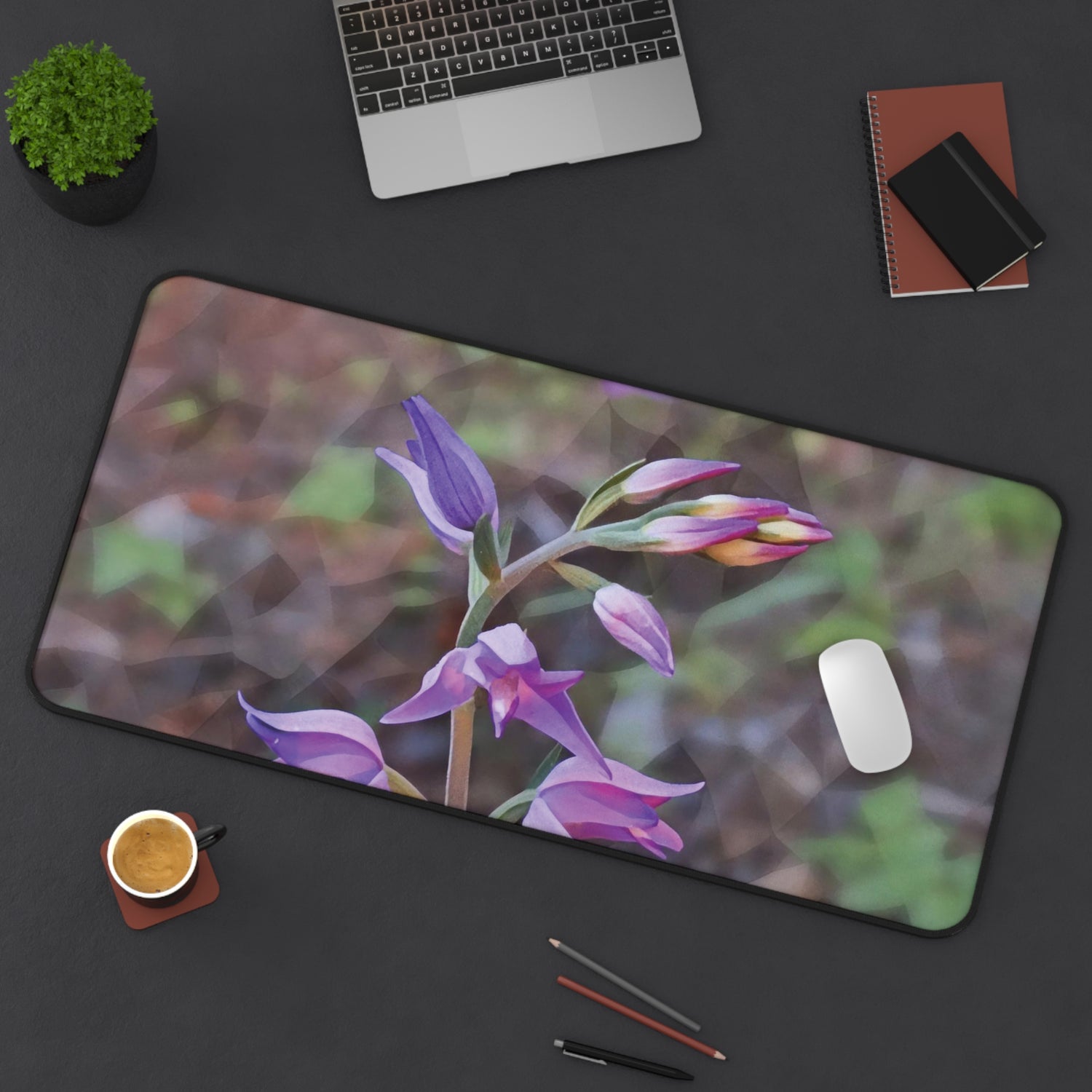 Desk Mat - Poly Art - Flower of Cephalanthera Rubra