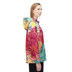 Windbreaker Jacket - Poly Art - Flower of Dahlia in Red (Variant 1)